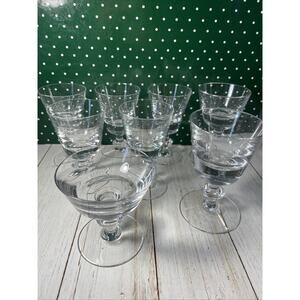 Vintage Val St Lambert State Plain Wine Glasses LOT